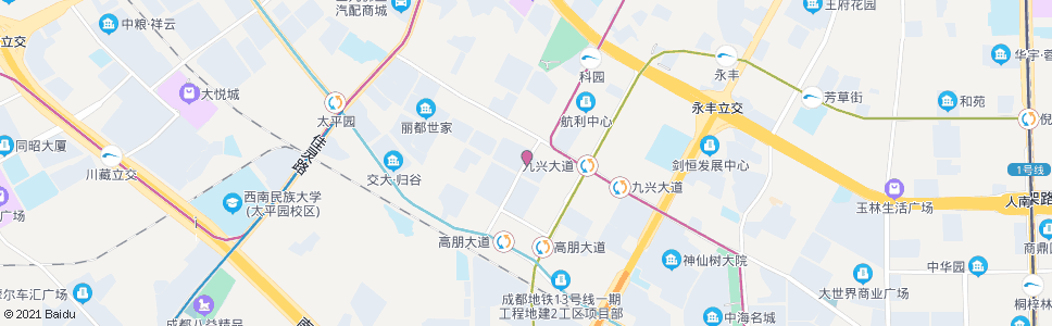 成都高朋西路北_公交站地图_成都公交_妙搜公交查询2024