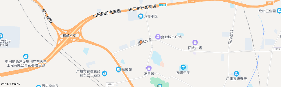 广州合成(金狮大道)_公交站地图_广州公交_妙搜公交查询2024
