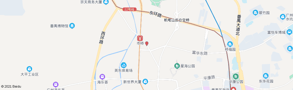 广州百越广场东门(地铁市桥站)_公交站地图_广州公交_妙搜公交查询2024