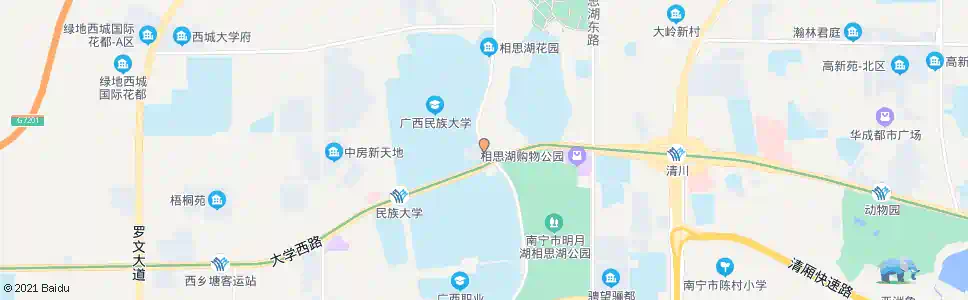 南宁相思湖西大学路口_公交站地图_南宁公交_妙搜公交查询2024