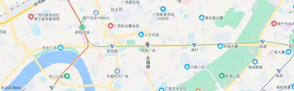 南宁民族古城路口_公交站地图_南宁公交_妙搜公交查询2024