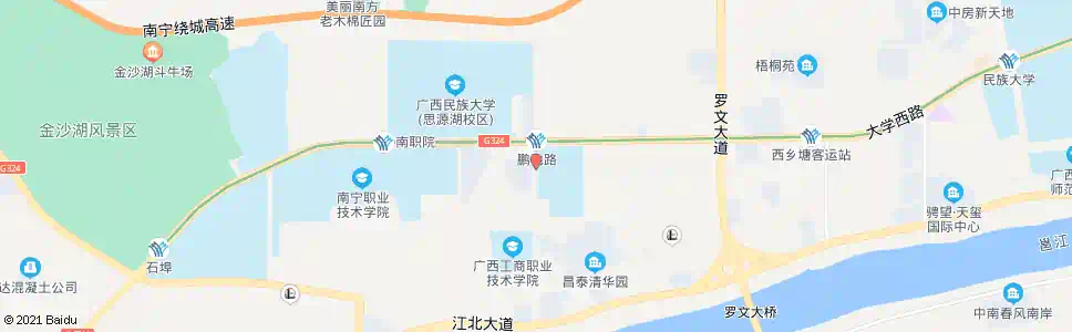 南宁鹏飞大学路口_公交站地图_南宁公交_妙搜公交查询2024