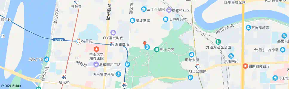 长沙烈士公园北门_公交站地图_长沙公交_妙搜公交查询2024