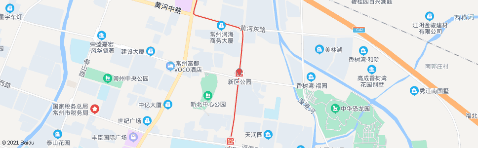 常州新区公园(东)_公交站地图_常州公交_妙搜公交查询2024