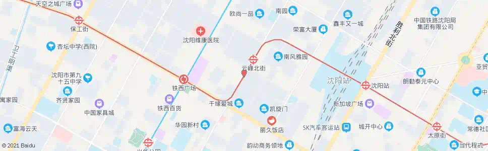 沈阳云峰街北四路_公交站地图_沈阳公交_妙搜公交查询2024