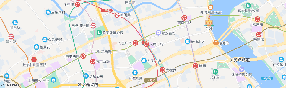 上海人民广场_公交站地图_上海公交_妙搜公交查询2024