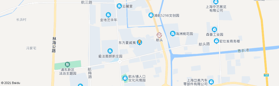 上海航头路(东方夏威夷)_公交站地图_上海公交_妙搜公交查询2024