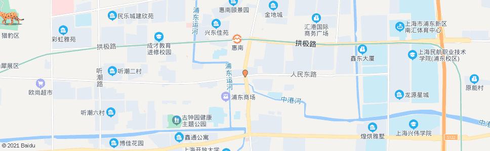 上海人民东路城东路_公交站地图_上海公交_妙搜公交查询2024