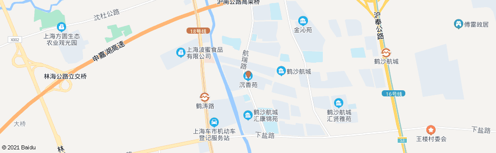 上海航瑞路(沉香苑)_公交站地图_上海公交_妙搜公交查询2024