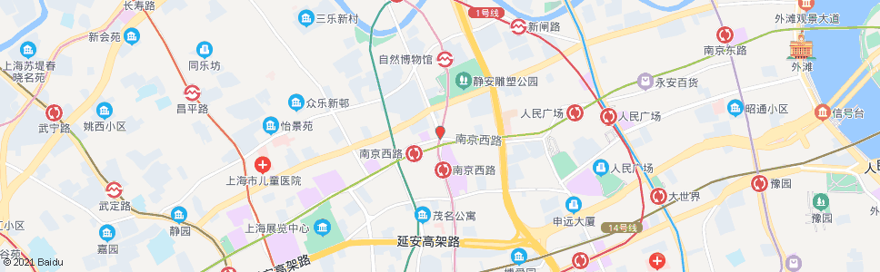 上海石门一路南京西路_公交站地图_上海公交_妙搜公交查询2024