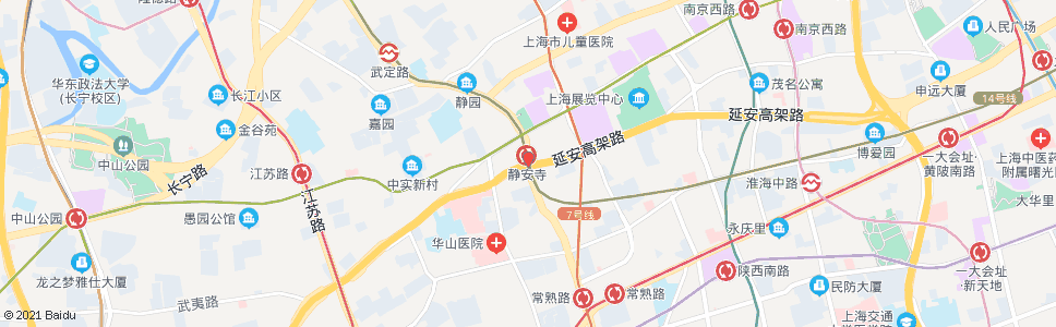 上海延安中路华山路_公交站地图_上海公交_妙搜公交查询2024
