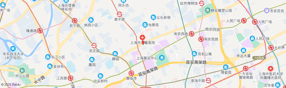 上海北京西路常德路_公交站地图_上海公交_妙搜公交查询2024