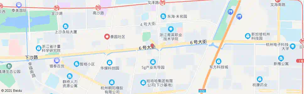 杭州六号大街五号路口_公交站地图_杭州公交_妙搜公交查询2024